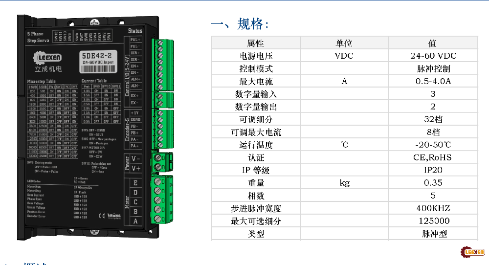 5相閉環(huán)步進(jìn)電機(jī)驅(qū)動LC5DE42-2 – 高性能、高精度的步進(jìn)電機(jī)驅(qū)動方案